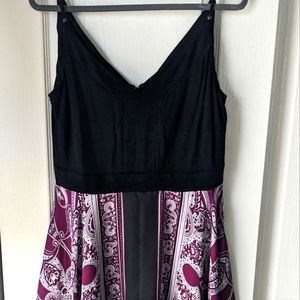 White House Black Market Handkerchief Style Spaghetti Strap size 12 Black Dress